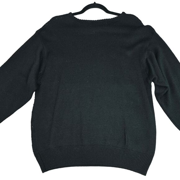 VTG Dana Scott Sweater Womens Large Black Iridescent Beaded Swirl Silk Wool Knit - Picture 9 of 11